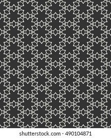 Seamless geometric line pattern in arabian style, ethnic ornament. Endless hexagonal texture for wallpaper, banners, invitation cards. Black and white monochrome graphic lace background