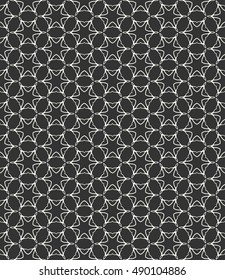 Seamless geometric line pattern in arabian style, ethnic ornament. Endless hexagonal texture for wallpaper, banners, invitation cards. Black and white monochrome graphic lace background