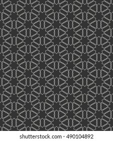 Seamless geometric line pattern in arabian style, ethnic ornament. Endless hexagonal texture for wallpaper, banners, invitation cards. Black and white monochrome graphic lace background