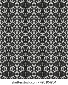 Seamless geometric line pattern in arabian style, ethnic ornament. Endless hexagonal texture for wallpaper, banners, invitation cards. Black and white monochrome graphic lace background
