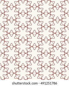 Seamless geometric line pattern in arabian style, ethnic ornament. Endless hexagonal texture for wallpaper, banners, invitation cards. Brown monochrome graphic lace background
