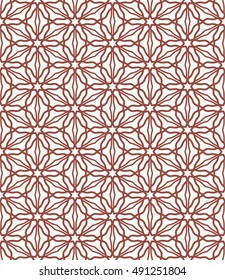 Seamless geometric line pattern in arabian style, ethnic ornament. Endless hexagonal texture for wallpaper, banners, invitation cards. Brown monochrome graphic lace background