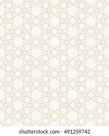 Seamless geometric line pattern in arabian style, ethnic ornament. Endless hexagonal texture for wallpaper, banners, invitation cards. Golden brown graphic lace background