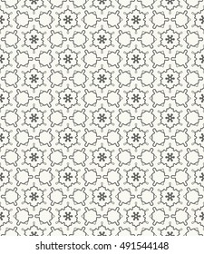 Seamless geometric line pattern in arabian style, ethnic ornament. Endless hexagonal texture for wallpaper, banners, invitation cards. Monochrome gray graphic lace background
