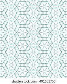 Seamless geometric line pattern in arabian style, ethnic ornament. Endless hexagonal texture for wallpaper, banners, invitation cards. Monochrome green graphic lace background