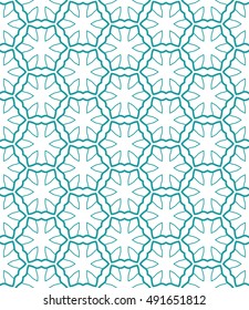 Seamless geometric line pattern in arabian style, ethnic ornament. Endless hexagonal texture for wallpaper, banners, invitation cards. Monochrome green graphic lace background
