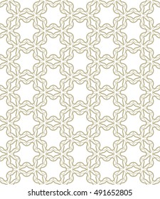 Seamless geometric line pattern in arabian style, ethnic ornament. Endless hexagonal texture for wallpaper, banners, invitation cards. Monochrome golden brown graphic lace background