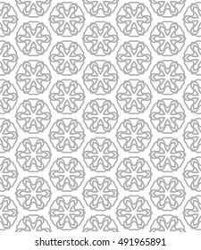 Seamless geometric line pattern in arabian style, ethnic ornament. Endless hexagonal texture for wallpaper, banners, invitation cards. Gray and white graphic lace background