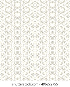 Seamless geometric line pattern in arabian style, ethnic ornament. Endless hexagonal texture for wallpaper, banners, invitation cards. Brown and white graphic lace background