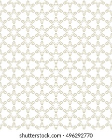 Seamless geometric line pattern in arabian style, ethnic ornament. Endless hexagonal texture for wallpaper, banners, invitation cards. Brown and white graphic lace background