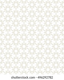 Seamless geometric line pattern in arabian style, ethnic ornament. Endless hexagonal texture for wallpaper, banners, invitation cards. Brown and white graphic lace background