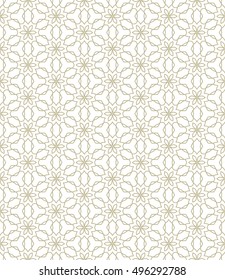 Seamless geometric line pattern in arabian style, ethnic ornament. Endless hexagonal texture for wallpaper, banners, invitation cards. Brown and white graphic lace background