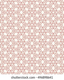 Seamless geometric line pattern in arabian style, ethnic ornament. Endless hexagonal texture for wallpaper, banners, invitation cards. Graphic lace background, pink color