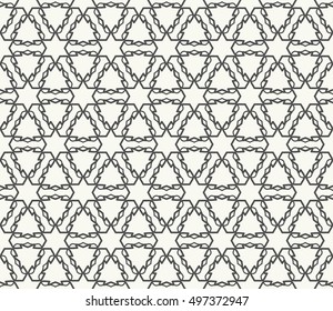 Seamless geometric line pattern in arabian style, ethnic ornament. Endless hexagonal texture for wallpaper, banners, invitation cards. Monochrome graphic lace background