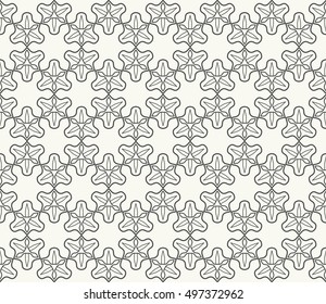 Seamless geometric line pattern in arabian style, ethnic ornament. Endless hexagonal texture for wallpaper, banners, invitation cards. Monochrome graphic lace background