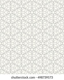 Seamless geometric line pattern in arabian style, ethnic ornament. Endless hexagonal texture for wallpaper, banners, invitation cards. Gray and white graphic lace background