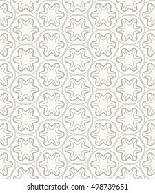 Seamless geometric line pattern in arabian style, ethnic ornament. Endless hexagonal texture for wallpaper, banners, invitation cards. Gray and white graphic lace background
