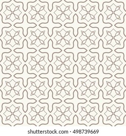 Seamless geometric line pattern in arabian style, ethnic ornament. Endless hexagonal texture for wallpaper, banners, invitation cards. Gray and white graphic lace background