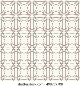Seamless geometric line pattern in arabian style, ethnic ornament. Endless hexagonal texture for wallpaper, banners, invitation cards. Gray and white graphic lace background