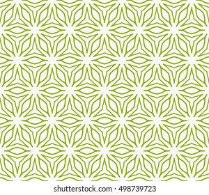 Seamless geometric line pattern in arabian style, ethnic ornament. Endless hexagonal texture for wallpaper, banners, invitation cards. Green and white graphic lace background