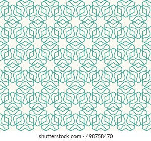 Seamless geometric line pattern in arabian style, ethnic ornament. Endless hexagonal texture for wallpaper, banners, invitation cards. Green and white graphic lace background