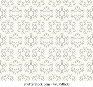 Seamless geometric line pattern in arabian style, ethnic ornament. Endless hexagonal texture for wallpaper, banners, invitation cards. Gray and white graphic lace background