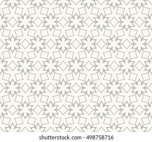 Seamless geometric line pattern in arabian style, ethnic ornament. Endless hexagonal texture for wallpaper, banners, invitation cards. Gray and white graphic lace background