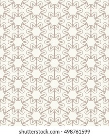 Seamless geometric line pattern in arabian style, ethnic ornament. Endless hexagonal texture for wallpaper, banners, invitation cards. Brown and white graphic lace background