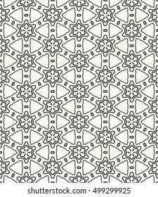 Seamless geometric line pattern in arabian style, ethnic ornament. Endless hexagonal texture for wallpaper, banners, invitation cards. Black and white graphic lace background