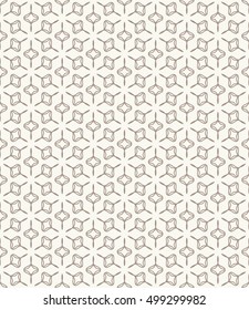 Seamless geometric line pattern in arabian style, ethnic ornament. Endless hexagonal texture for wallpaper, banners, invitation cards. Brown and white graphic lace background