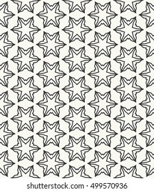 Seamless geometric line pattern in arabian style, ethnic ornament. Endless hexagonal texture for wallpaper, banners, invitation cards. Black and white graphic lace background