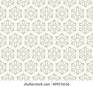 Seamless geometric line pattern in arabian style, ethnic ornament. Endless hexagonal texture for wallpaper, banners, invitation cards. Brown and white graphic lace background