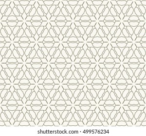 Seamless geometric line pattern in arabian style, ethnic ornament. Endless hexagonal texture for wallpaper, banners, invitation cards. Brown and white graphic lace background