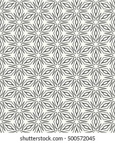 Seamless geometric line pattern in arabian style, ethnic ornament. Endless hexagonal texture for wallpaper, banners, invitation cards. Black and white graphic lace background