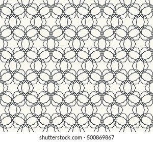 Seamless geometric line pattern in arabian style, ethnic ornament. Endless hexagonal texture for wallpaper, banners, invitation cards. Black and white graphic lace background