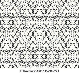 Seamless geometric line pattern in arabian style, ethnic ornament. Endless hexagonal texture for wallpaper, banners, invitation cards. Black and white graphic lace background