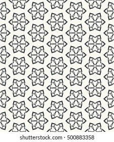 Seamless geometric line pattern in arabian style, ethnic ornament. Endless hexagonal texture for wallpaper, banners, invitation cards. Black and white graphic lace background