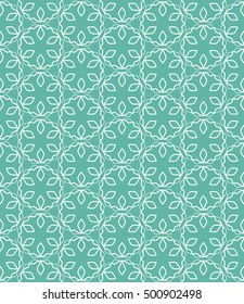 Seamless geometric line pattern in arabian style, ethnic ornament. Endless hexagonal texture for wallpaper, banners, invitation cards. Green and white graphic lace background