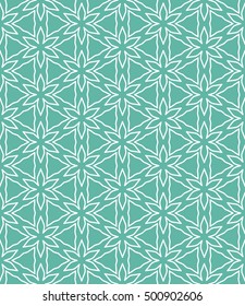 Seamless geometric line pattern in arabian style, ethnic ornament. Endless hexagonal texture for wallpaper, banners, invitation cards. Green and white graphic lace background
