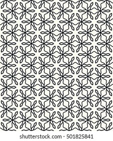 Seamless geometric line pattern in arabian style, ethnic ornament. Endless hexagonal texture for wallpaper, banners, invitation cards. Black and white graphic lace background