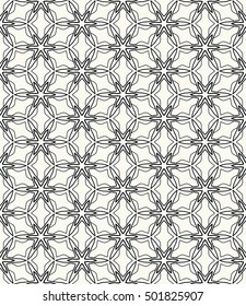 Seamless geometric line pattern in arabian style, ethnic ornament. Endless hexagonal texture for wallpaper, banners, invitation cards. Black and white graphic lace background