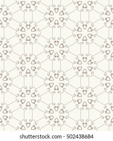 Seamless geometric line pattern in arabian style, ethnic ornament. Endless hexagonal texture for wallpaper, banners, invitation cards. Brown and white graphic lace background