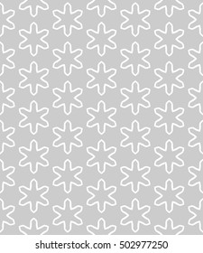 Seamless geometric line pattern in arabian style, ethnic ornament. Endless texture for wallpaper, banners, invitation cards. Gray and white graphic lace background