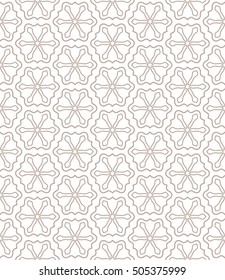 Seamless geometric line pattern in arabian style, ethnic ornament. Endless hexagonal texture for wallpaper, banners, invitation cards. Brown and white graphic lace background