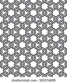 Seamless geometric line pattern in arabian style, ethnic ornament. Endless hexagonal texture for wallpaper, banners, invitation cards. Black and white graphic lace background