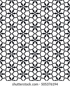 Seamless geometric line pattern in arabian style, ethnic ornament. Endless hexagonal texture for wallpaper, banners, invitation cards. Black and white graphic lace background