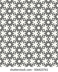 Seamless geometric line pattern in arabian style, ethnic ornament. Endless hexagonal texture for wallpaper, banners, invitation cards. Black and white graphic lace background