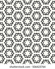 Seamless geometric line pattern in arabian style, ethnic ornament. Endless hexagonal texture for wallpaper, banners, invitation cards. Black and white graphic lace background