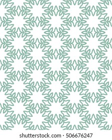 Seamless geometric line pattern in arabian style, ethnic ornament. Endless hexagonal texture for wallpaper, banners, invitation cards. Green and white graphic lace background