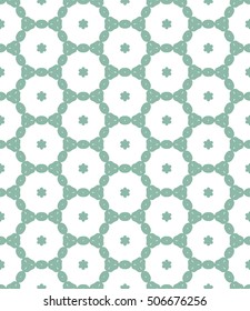 Seamless geometric line pattern in arabian style, ethnic ornament. Endless hexagonal texture for wallpaper, banners, invitation cards. Green and white graphic lace background